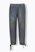 Pantaloni con effetto paillettes, cintura elastica e taglio della gamba dritto
