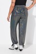 Pantaloni con effetto paillettes, cintura elastica e taglio della gamba dritto