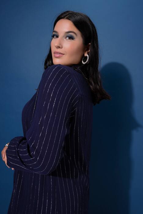 Overhemdblouse, boxy model, glitterstrepen