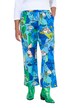 Kalhoty, rovné nohavice, vzor obličejů, elastický pas