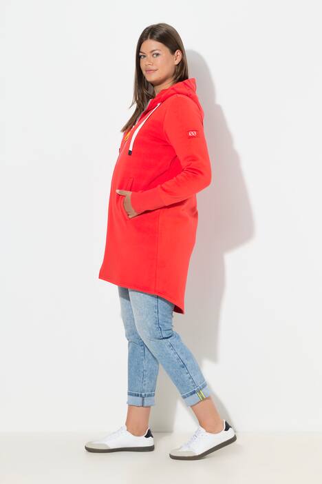 Sweatjacke, lang geschnitten, Kapuze, Taillen-Tunnelzug hinten, Langarm