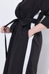 Robe-chemisier avec bandes contrastantes, col chemise et manches 3/4