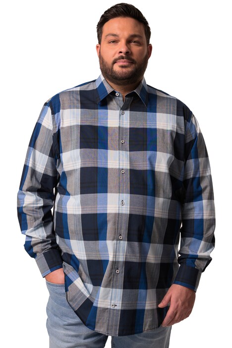 Kostkovaná košile Men+, dlouhé rukávy, Kent límeček, Comfort střih, do 8XL