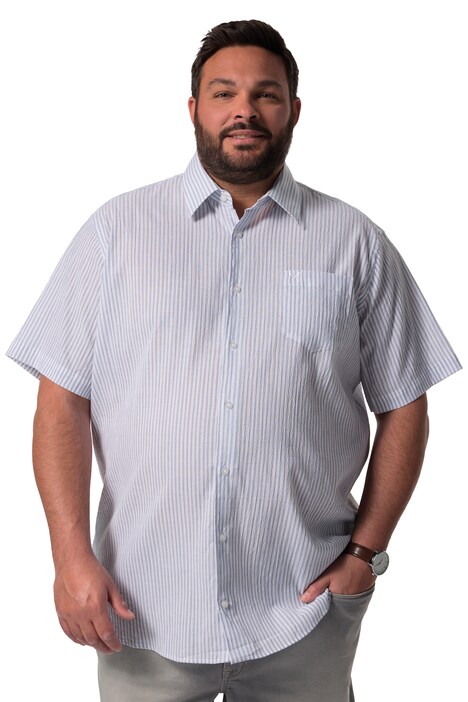 Pruhovaná košile Men+, krátké rukávy, seersucker, Kent límeček, Comfort střih, do 8XL