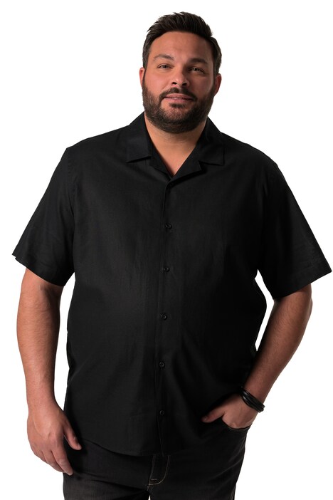 Košile Men+, lněná směs, krátké rukávy, Cuba límeček, Cuba střih, do 8XL
