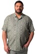 Košile Men+, lněná směs, kritké rukávy, plošný potisk, Cuba límeček, Cuba střih, do 8XL