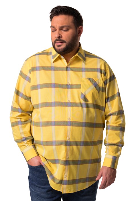 Kostkovaná košile Men+, dlouhé rukávy, Kent límeček, Comfort střih, do 8XL