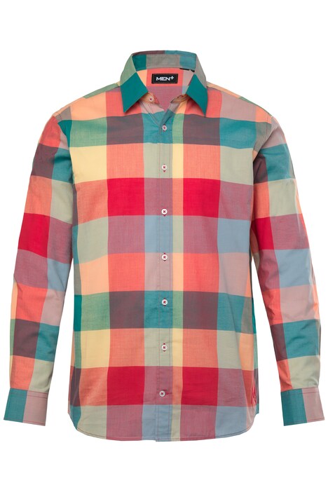 Kostkovaná košile Men+, dlouhé rukávy, Kent límeček, Comfort střih, do 8XL