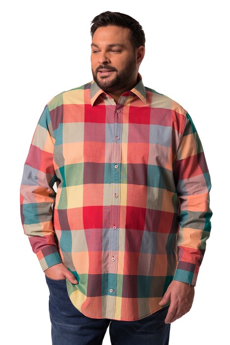 Kostkovaná košile Men+, dlouhé rukávy, Kent límeček, Comfort střih, do 8XL