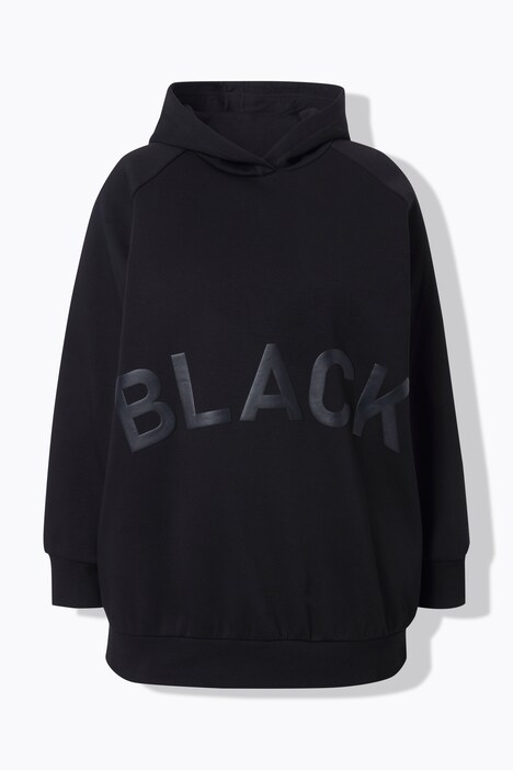 Sweat-shirt à capuche oversize, manches longues et message Black
