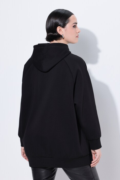 Sweat-shirt à capuche oversize, manches longues et message Black