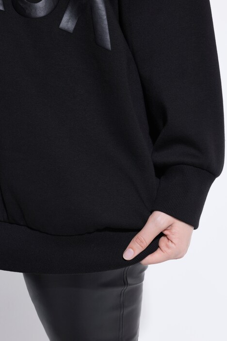 Sweat-shirt à capuche oversize, manches longues et message Black