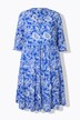Robe midi, coupe évasée. Cordon de serrage sous tunnel. Décolleté V et manches 3/4