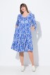 Robe midi, coupe évasée. Cordon de serrage sous tunnel. Décolleté V et manches 3/4