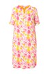 Tunikové šaty, lněná směs, květy, stojáček, krátké rukávy