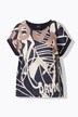 Blouse oversize, décolleté rond et manches courtes, satin sur le devant