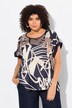 Blouse oversize, décolleté rond et manches courtes, satin sur le devant