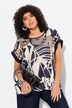 Blouse oversize, décolleté rond et manches courtes, satin sur le devant