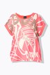 Blouse oversize, décolleté rond et manches courtes, satin sur le devant