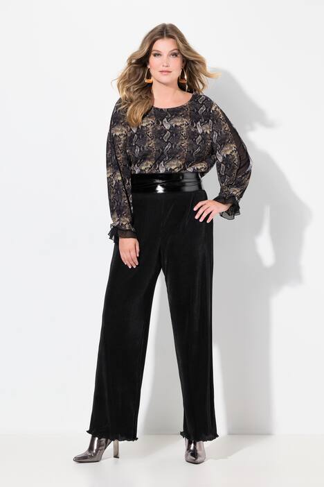 Pantalon plissé, jambe large