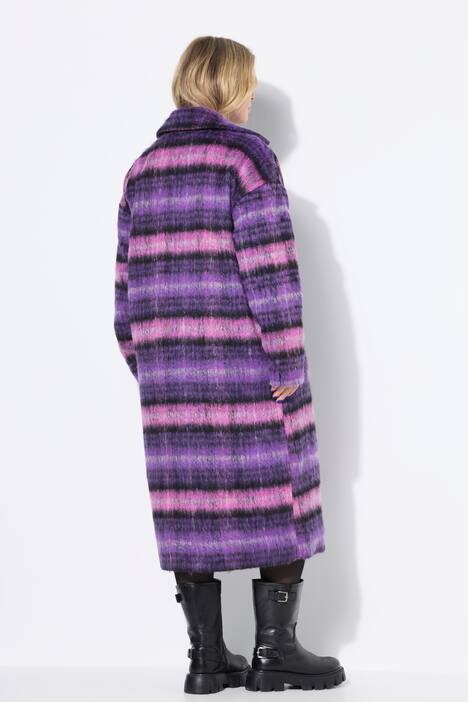 Rutet kåpe, oversized, krage med slag, lange ermer