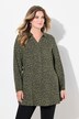 Blusa, forma en A, estampado de leopardo, volante en el dobladillo, manga larga