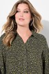 Blusa, forma en A, estampado de leopardo, volante en el dobladillo, manga larga