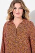 Bluse, A-linje, leopardmønster, søm-volang, lange ermer