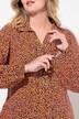 Bluse, A-linje, leopardmønster, søm-volang, lange ermer