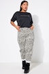 Ballong-jeans, høy midje, leopard-print, 5-lommer