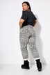 Ballong-jeans, høy midje, leopard-print, 5-lommer