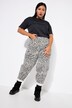 Ballong-jeans, høy midje, leopard-print, 5-lommer
