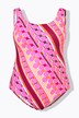 Costume da bagno senza coppe con pallini e scollo rotondo
