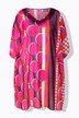 Tuniek, chiffon, stippen, oversized, V-hals, halve mouwen
