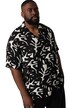Košile STHUGE, krátké rukávy, Cuba límeček, palmový potisk, hranatý střih, do 8XL