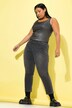 Mom jeans con taglio della gamba ampio e dritto, cuciture bianche e cinque tasche