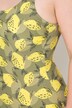 Maillot de bain une pièce. Sans bonnets souples. Motif citrons. Décolleté rond