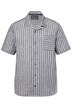 STHUGE pruhovaná košile, lněná směs, krátké rukávy, Cuba límeček, hranatý střih, do 8XL
