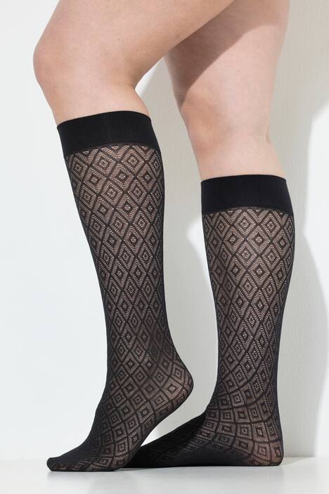 Chaussettes hautes et fines, motif losanges