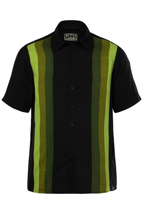Pruhovaná košile STHUGE, krátké rukávy, Kent límeček, hranatý střih, do 8XL