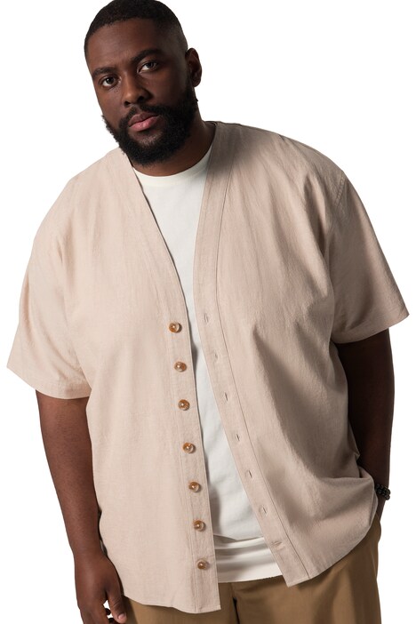Košile STHUGE, lněný vzhled, krátké rukávy, hranatý oversize střih, do 8XL
