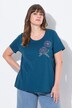T-shirt, klaproosborduur, ronde hals, halve mouw, biologische katoen