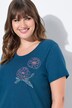 T-shirt, klaproosborduur, ronde hals, halve mouw, biologische katoen