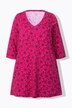 Lang t-shirt med blomster, A-form, V-udskæring og 3/4-ærmer