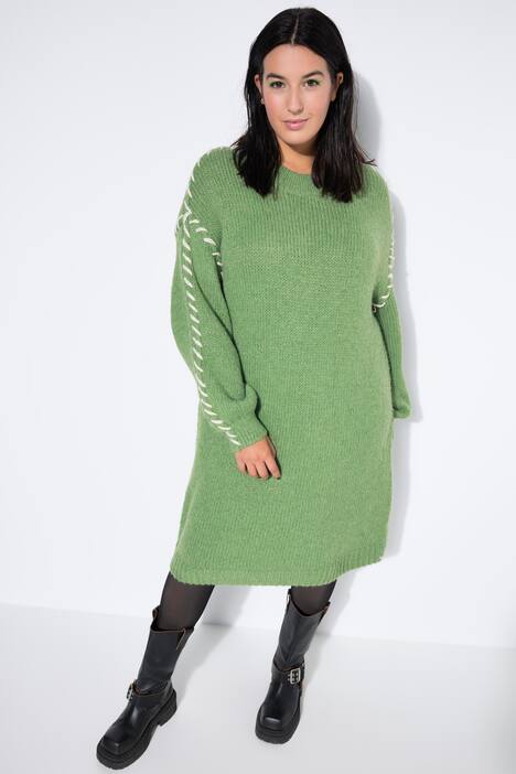 Strickkleid, oversized, Schmucknähte