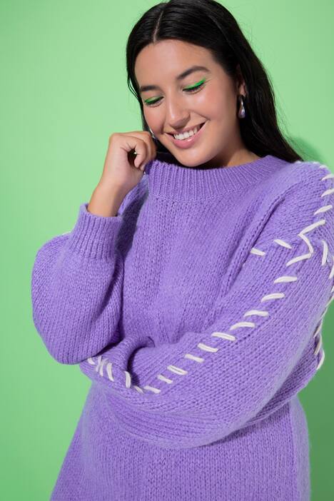 Strickkleid, oversized, Schmucknähte