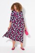 Robe en jersey à fleurs, poches, décolleté rond et manches 3/4, coupe évasée