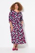 Robe en jersey à fleurs, poches, décolleté rond et manches 3/4, coupe évasée