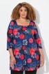 T-shirt long, décolleté carré et manches 3/4, coupe évasée