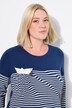 Tričko, pruhy, papírová lodička, lodiškový výstřih, 3/4 rukávy